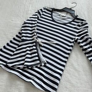 Karen Kane Black and White Striped Long Sleeve Top